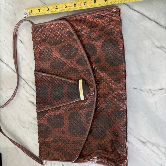 Vintage 1960’s Brown Snake Print Women's Bag - Picture 2 of 9